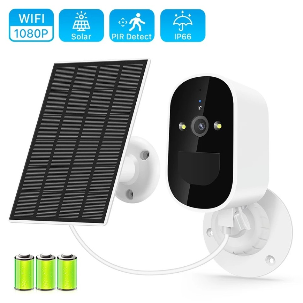 Wireless Solar Wifi Camera CCTV Security Camera Outdoor Full HD 1080P Audio IP Camera With 6000mAh Rechargeable Battery (32GB additional Memory Card)