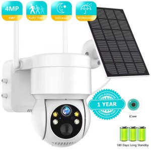 Rotational Wireless Solar Wifi Camera CCTV Security Camera Outdoor Full HD 1080P Audio IP Camera With 6000mAh Rechargeable Battery (64GB Additional Memory Card)