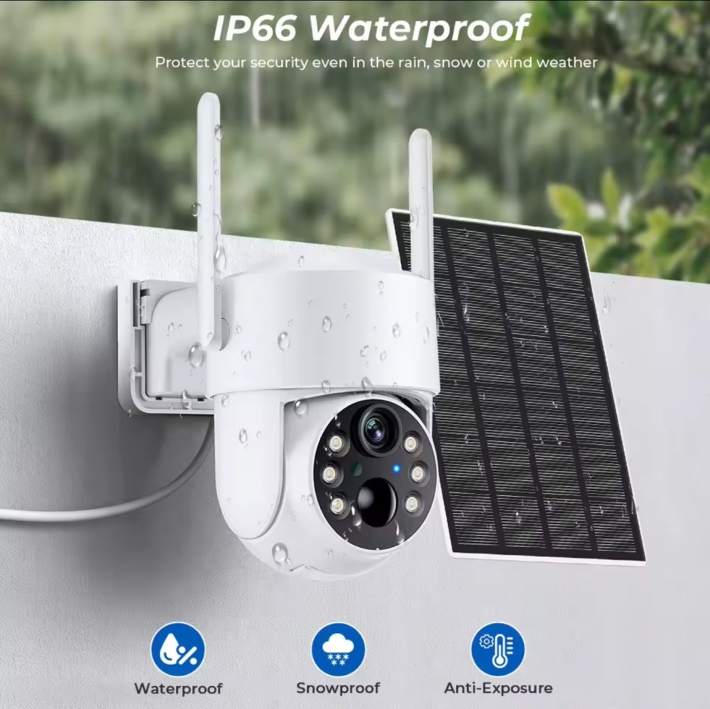 Rotational Wireless Solar Wifi Camera CCTV Security Camera Outdoor Full HD 1080P Audio IP Camera With 6000mAh Rechargeable Battery (64GB Additional Memory Card)