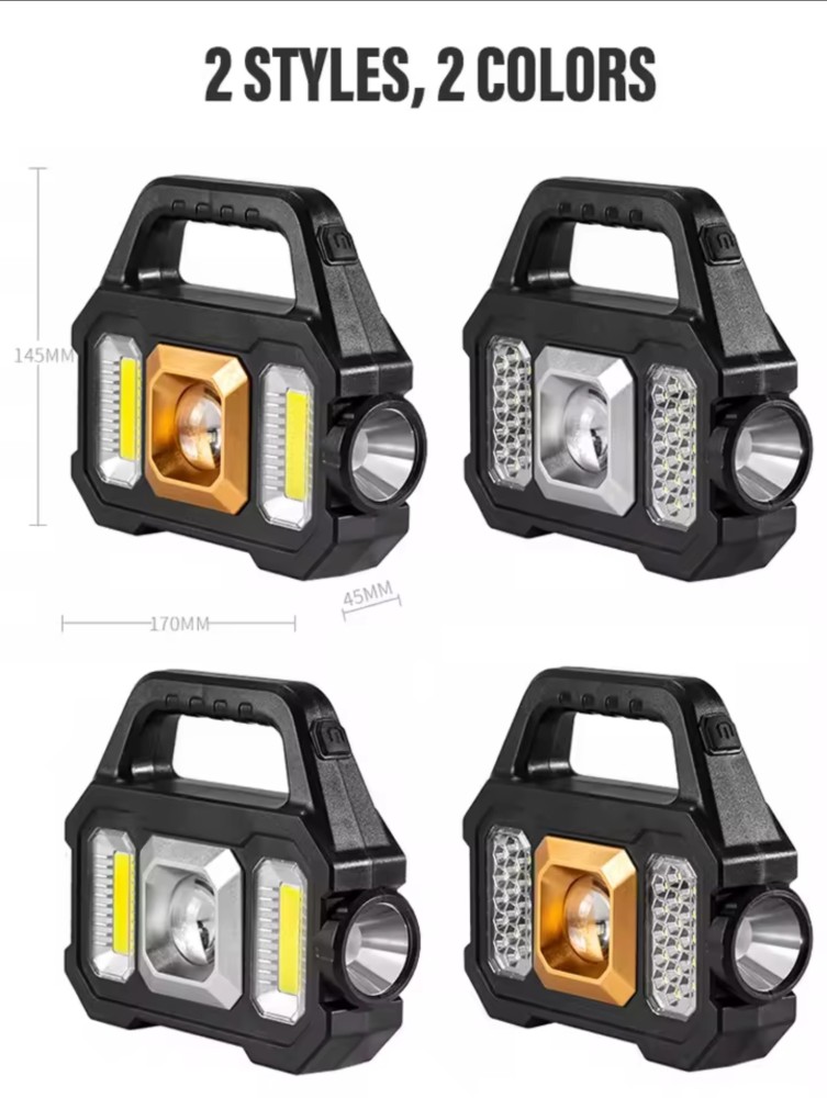 High Power Led Flashlights Rechargeable Camping Work Light Multi Functional Portable Light Solar Charging Lighting Modes