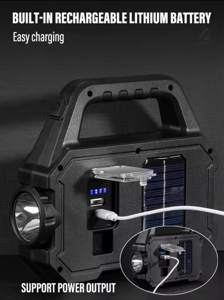 High Power Led Flashlights Rechargeable Camping Work Light Multi Functional Portable Light Solar Charging Lighting Modes
