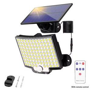 Super Bright LED Outdoor Solar Light with Motion Sensor Remote Control IP65 Waterproof for Patio Garage Security Wall Light