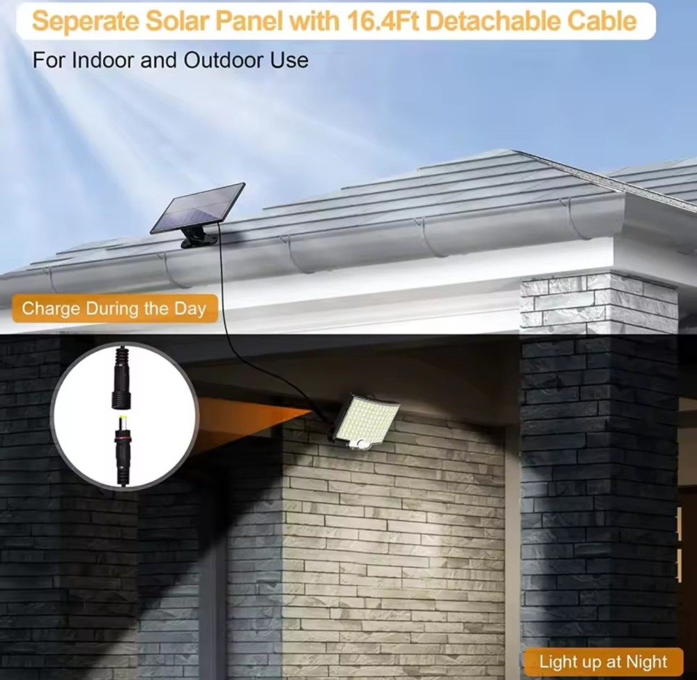 Super Bright LED Outdoor Solar Light with Motion Sensor Remote Control IP65 Waterproof for Patio Garage Security Wall Light