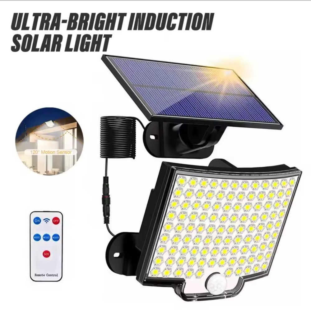 Super Bright LED Outdoor Solar Light with Motion Sensor Remote Control IP65 Waterproof for Patio Garage Security Wall Light