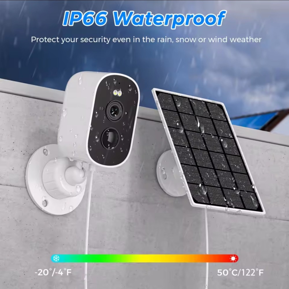 Wireless Solar Wifi Camera CCTV Security Camera Outdoor Full HD 1080P Audio IP Camera With 6000mAh Rechargeable Battery(128Gb Additional memory card)