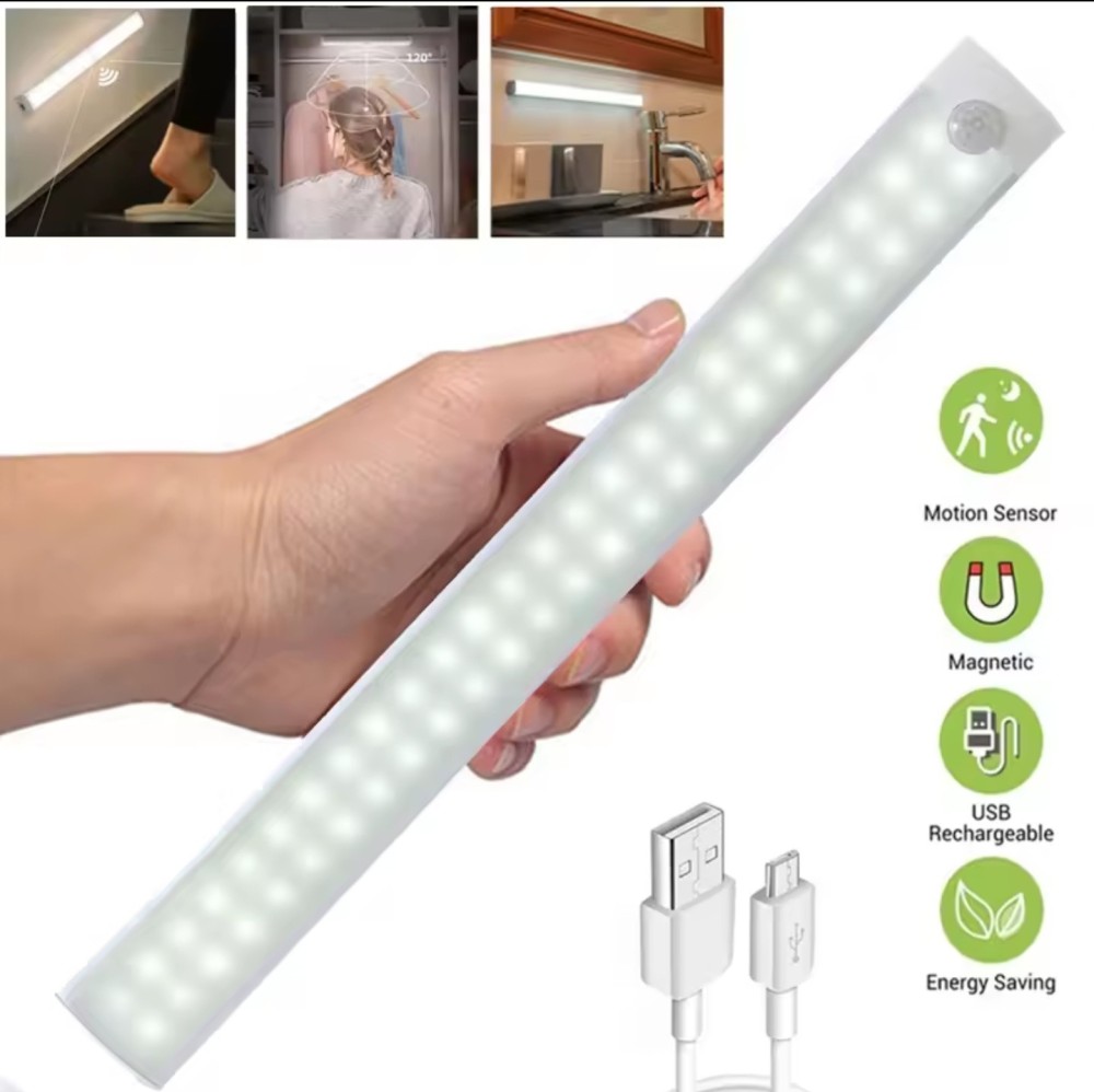 LEDs Under Cabinet Night Light USB Rechargeable Motion Sensor Closet Light Kitchen Bedroom Lighting Kitchen Wall Lamp 30cm