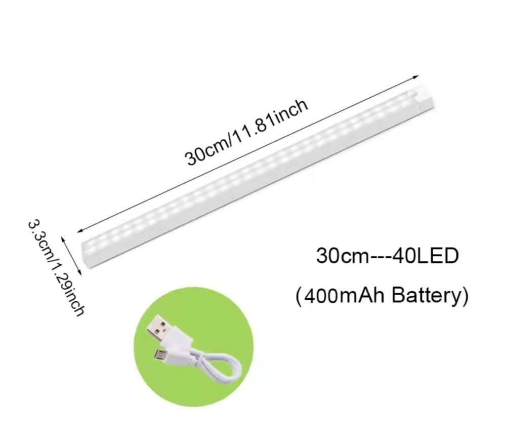 LEDs Under Cabinet Night Light USB Rechargeable Motion Sensor Closet Light Kitchen Bedroom Lighting Kitchen Wall Lamp 30cm