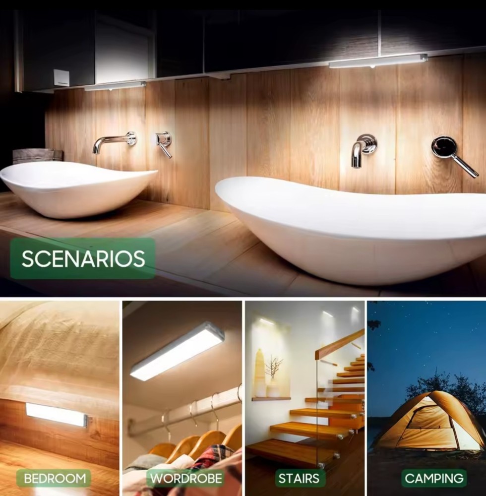 LEDs Under Cabinet Night Light USB Rechargeable Motion Sensor Closet Light Kitchen Bedroom Lighting Kitchen Wall Lamp 30cm